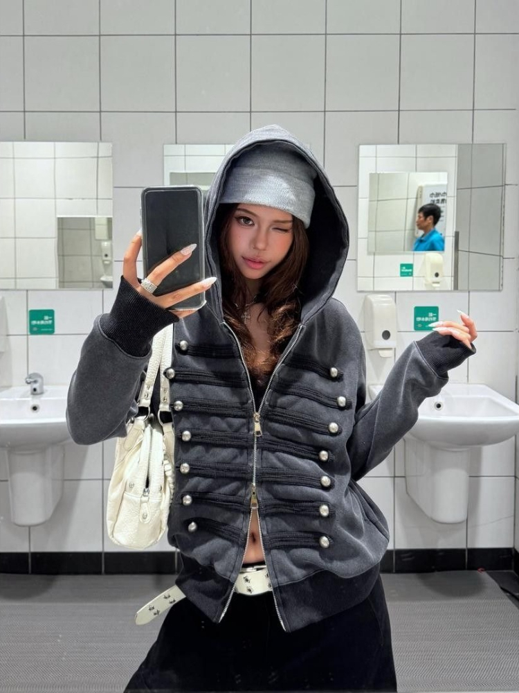Korean Fashion Streetwear Coat - Vintage Zip Hoodie 评论和价格