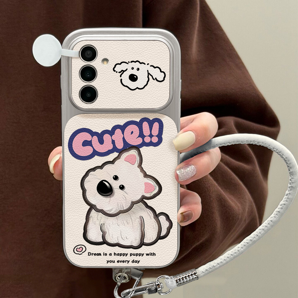 Cute Cartoon Dog Lanyard Phone - Camera Leather Case 评论和价格