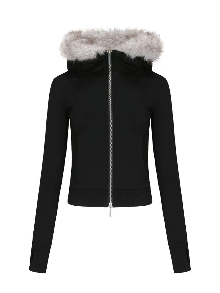 2026 Harajuku Faux Fur Collar  - Vintage Zip Hoodie 评论和价格